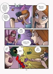 bra brown_hair comic crossover disney family_guy female glasses high_heels human kartoon_warz_#2:_bikini_party kick kim_possible kimberly_ann_possible large_breasts long_hair meg_griffin orange_hair panties reddyheart redhead short_hair short_jeans tongue tongue_out