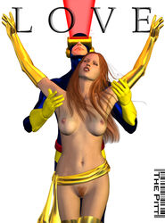 3d cyclops_(x-men) female jean_grey marvel phoenix_(x-men) scott_summers straight_hair the_pitt x-men