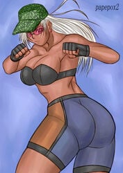 ass breasts dark-skinned_female dark_skin earrings female female_only fingerless_gloves hat human large_breasts papepox2 red-tinted_eyewear solo sunglasses tinted_eyewear vanessa_lewis virtua_fighter