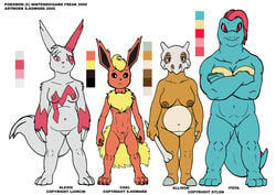 alexis_(luircin) allison_(xylen) anthro cubone eeveelution female flareon itoya_(xylen) luircin pokémon_(species) pokemon pokemon_(species) straight_hair totodile zangoose