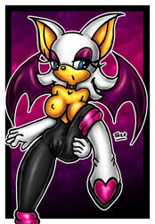 anthro bat breasts cameltoe clitoris_bulge clitoris_through_clothes erect female female_only front_view innocenttazlet rouge_the_bat solo sonic_(series) tagme toony white_fur