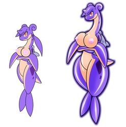 anthro beige_skin breasts color crossed_fins female female_only gb_of_bs lapras multiple_females multiple_girls nipples nude pokemon purple_skin simple_background standing white_background