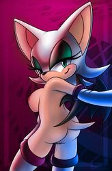 1girls anthro anus ass bat_wings big_breasts elbow_gloves female female_only furry gloves green_eyes nancher pussy pussy_juice rouge_the_bat solo sonic_(series) sonic_the_hedgehog_(series) stockings