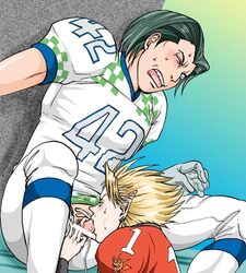 2boys eyeshield_21 football football_gear football_jersey football_player football_uniform gay human jock male male_only oral penis rui_habashira sports_uniform tagme yaoi yoichi_hiruma