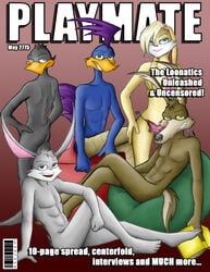 ace_bunny anthro anthro_only artist_request bird blonde_hair bunnygirl canine coyote danger_duck duck fur interspecies lexi_bunny loonatics_unleashed magazine_cover mammal nude playmate rabbit rev_runner roadrunner soft_feathers tagme tech_e._coyote underwear