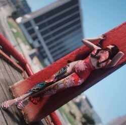1girls 3d 3d_(artwork) absurd_res asian_female asian_woman bare_shoulders beautiful_woman black-haired_female blurred_background cinematic cityscape cleavage exposed_leg exposed_thigh female_focus female_only femsub grand_theft_auto grand_theft_auto_online gta_online_female_character heavenly_body high_heels highres huge_breasts leaning_against_wall long-haired_female los_santos mature_woman pinup posing rockstar_editor soarah. source_request swords taller_female unbothered uncaring uncaring_female white_high_heels wide_hips yakuza_girl