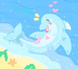 animal_genitalia animal_penis aquatic beach blue_body blush blush_lines cetacean cetacean69 cetacean_genitalia cetacean_penis dolphin feral fin generation_9_pokemon genitals heart_(marking) heart_symbol male mammal markings nintendo palafin penis pokemon pokemon_(species) sea sparkles tapering_penis toothed_whale water