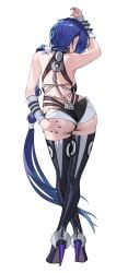 1girl ass ass_focus back_view colored_nails high_heels long_hair painted_nails promeia_(zenless_zone_zero) purple_nails zenless_zone_zero
