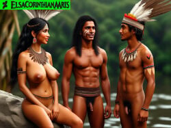 2men 1girls adult adult_female ai_generated black-haired_female black_hair breasts brown-skinned_female brown_skin indigenous elsacorinthiana exhibitionism exhibitionist exposed_midriff exposed_shoulders exposed_torso female female_naked female_nude threesome brazil hourglass_figure medium_breasts midriff naked naked_female male_nude male_naked naked_male nude_male navel nipples nude nudism nudist outdoor_nudity outdoors outdoors_nudity deviantart_link deviantart_url realistic forest jungle nature nature_background shoulders skin uncensored standing talking indigenous_male indigenous_female brazilian brazilian_female brazillian brazilian_male amazon amazonian tribe deviantart_logo deviantart_username deviantart sitting sitting_in_rock sitting_on_rock flaccid flaccid_penis