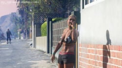 1girls 3d 3dcg absurd_res absurd_resolution absurdres bare_shoulders beautiful_woman belted_shorts bikini_top black_bikini_top blonde-haired_female blurred_background blurred_character blurred_foreground body_writing body_writing_(whore) braided_hair breasts_focus brown_eyes cinematic cinematic_lighting cleavage closeup collarbone denim_shorts disinterested edited_screencap emotionless emotionless_female expressionless game_cg game_mod grand_theft_auto grand_theft_auto_v gta_prostitute head_tilt high_quality high_resolution highres huge_breasts indifferent jean_shorts long-haired_female los_santos massive_breasts mature_woman navel palm_trees polka_dot_bikini_top posing rockstar_editor rockstar_games smoking text therealgabe unbothered uncaring uncaring_female uninterested uninterested_female unnamed_character watermark