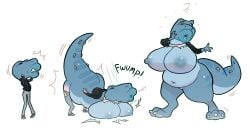 bbw boobies boobs breast_expansion breasts dinosaur dinosaur_girl dinosaur_humanoid dinosaur_tail gender_transformation genderswap genderswap_(mtf) head_expansion scalie transformation transformation_sequence