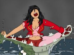 black_hair captain_hook comeuppance crocodile damsel_in_distress disney_villains fair_skin female_prey genderswap genderswap_(mtf) green_eyes hook hook_hand indecentlasses long_hair midriff midriff_baring_shirt mshook panties_visible_through_clothing peril peter_pan_(disney) pirate pirate_girl reptile rule_63 spreading_mouth tick-tock tick_tock tick_tock_crocodile torn_pants torn_shirt villainess vore vore_peril water torn_jacket torn_coat sleeves screaming
