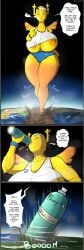 earth giga_giantess giantess the_amazing_world_of_gumball colonel-gabbo penny_fitzgerald yellow_body horns wings thick_thighs thighs jogging destruction mass_destruction boom water_bottle english_text exercise exercising 1girls female breasts huge_breasts big_breasts