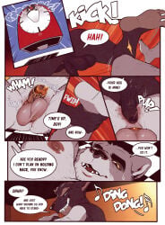 2026 absurd_res anthro backsack balls bell biped black_body black_fur bodily_fluids captain_nikko chastity_cage chastity_cage_bell chastity_device comic dialogue domestic_cat dripping duo eli_(captain_nikko) english_text erection feet felid feline felis flaccid fur gay gay_male genital_fluids genitals gold_(metal) gold_chastity_cage gold_chastity_device grey_body grey_fur grin hi_res hot_dogging imminent_anal imminent_sex leg_grab male male/male mammal motion_lines multiple_scenes musical_note musical_symbol nipples nude_anthro nude_male onomatopoeia penis precum precum_drip sex smile sound_effects speech_bubble symbol text timer viktor_balthis yaoi