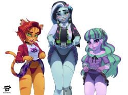 1nonbinary 2girls 3females 3girls autism autistic autistic_female bashful blue_skin cat_ears cat_girl cat_tail catgirl curvy curvy_female curvy_figure earrings embarrassed embarrassed_expression embarrassed_female flashing flashing_at_viewer flashing_panties frankie_stein frankie_stein_g3 furry furry_female ginger ginger_female ginger_hair imminent_sex lacy_panties lifting lifting_skirt looking_at_viewer monster_girl monster_high monster_high_g3 non-binary nonbinary nonbinary_(lore) orange_cat panties perky_breasts phonebooth38816 piercing piercings prosthetic prosthetic_leg prosthetic_limb purple_skin redhead redhead_female shaved_side shy shy_expression stitches thong toralei_stripe toralei_stripe_g3 twyla twyla_boogeyman_g3 werecat werecreature