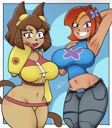 armpit_fetish armpits butterfly_(planetronika) crossover curvy gameoverse huge_breasts kit_(gameoverse) panties planetronika thick