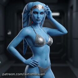 ai_generated airtist alien alien/human alien_girl alien_humanoid animated athletic bikini bikini_bottom bikini_top blue_body blue_eyes bra close-up close_up closeup female female_only fit high_resolution highres jedi looking_at_viewer looking_back panties patreon star_wars star_wars:_the_old_republic tagme thong underwear vette video