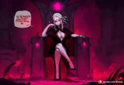 1girls abs ai_generated aroused aroused_face athletic athletic_female big_ass big_breasts big_butt big_thighs blush breasts breath caption cleavage comic comic_page comics crossed_legs curvy curvy_body curvy_female curvy_figure cute cute_face english english_text erect_nipples eye_contact female glowing glowing_eyes hoorpy hourglass_figure large_breasts long_hair looking_at_another looking_at_viewer nipples patreon patreon_logo patreon_username petite petite_body petite_breasts petite_female red_eyes rwby salem_(rwby) sexy sexy_body sexy_pose sitting speech_bubble story text thick_thighs thighs throne toned voluptuous voluptuous_female white_hair