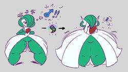 1boy anthro before_and_after disappointed femboy gardevoir green_hair hair_over_one_eye hips large_hips male male_focus male_gardevoir male_only mars_symbol mega_evolution mega_gardevoir natortilde nintendo pokémon_(species) pokemon pokemon_(species) pokemon_rse purrine red_eyes skirt thick_thighs thighs white_skin wide_hips