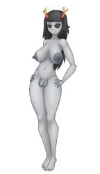 solo solo_futa futanari futa_only 1futa alien alien_humanoid humanoid humanoid_penis humanoid_genitalia white_background simple_background artist_request no_artist_signature homestuck homestuck_troll ms_paint_adventures vriska_serket grey_body gray_skin hair black_hair long_hair very_long_hair horns orange_horns sunglasses sunglasses_on_head glasses glasses_on_head eyewear eyewear_on_head open_mouth smile smiling teeth teeth_showing breasts breasts_out big_breasts sagging_breasts saggy_breasts nipples grey_nipples areolae areola huge_areolae big_areola hand_on_hip hips legs thighs thick_thighs naked naked_futa nude nude_futa humanoid_feet barefoot penis flaccid flaccid_penis small_penis balls big_balls huge_balls showing_off presenting presenting_penis