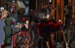 anal anal_penetration anthro arc_rose arm_pull bethesda_game_studios bodily_fluids bottomwear canid canine canis caught clothed clothed_anthro clothed_male clothing coin_bag crying cuff_(restraint) cum cum_from_mouth cum_in_mouth cum_inside cum_on_face digital_drawing_(artwork) digital_media_(artwork) ejaculation felid feline fellatio forced from_behind_position genital_fluids guard holding_head holding_wrist hood inside male male/male male_raping_male mammal medieval melee_weapon microsoft nude nude_anthro nude_male oral oral_penetration orgasm orgasm_face outside pants penetration penile prison prison_bars prison_cell prison_guard_position prison_rape prisoner rape restraints serval sex shackled_ankles shackles skyrim skyrim_hold_guard smile spitroast standing standing_sex stealing surprised sword tears tears_of_pain teeth the_elder_scrolls thief thief_outfit weapon wolf