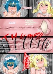 2girls 2horse 2koma ahe_gao areolae ass belly big_breasts big_penis blonde_hair blue_eyes blue_hair censored censored_penis cervix climax comic comic_page cum cum_in_pussy cum_inside deep_penetration equine_penis erect_nipples erection female french_kiss gigantic_balls gigantic_cock gigantic_penis horse_penis horsecock huge_breasts huge_cock imminent_sex impregnation instant_loss_2koma interspecies kiss_mark_on_penis kissing lana_(pokemon) light-skinned_female light_skin lillie_(pokemon) lipstick_on_balls lipstick_on_penis mosaic_censoring mudsdale nipples orgasm pale_skin penetration pleasure_face pokemon pokemon_(species) pokemon_sm pokephilia pregnant rough_sex sex teenager thick thick_legs thick_penis thick_thighs thighhighs thighs tongue_kiss tongue_out umagatizei uterus uterus_penetration veiny_penis wedding_dress wedding_veil womb womb_kiss x-ray zebstrika