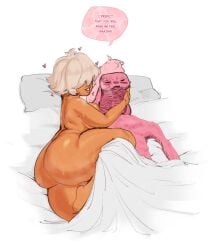 1boy 1girls alien alien/human alien_girl alien_humanoid ass bed big_ass big_butt big_hips big_thighs breasts butt cartoon_network curvaceous curvaceous_body curvaceous_female curvaceous_figure curvaceous_hips curvaceous_thighs curvy curvy_body curvy_female curvy_figure curvy_hips curvy_thighs english english_text female gem_(species) gigantic_ass gigantic_breasts gigantic_butt gigantic_hips gigantic_thighs heart heart_symbol hips huge_ass huge_butt huge_hips huge_thighs lars_barriga male male/female massive_ass massive_butt massive_hips massive_thighs medium_breasts meme meme_reference orange_body orange_fur padparadscha_(steven_universe) pink_body pink_hair pink_skin pokko_(artist) post-orgasm short_hair smaller_female steven_universe taller_female text text_box text_bubble thick_thighs thighs voluptuous voluptuous_body voluptuous_female white_hair wide_hips wide_thighs