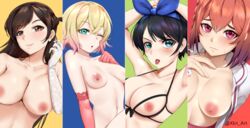 4girls breasts female high_resolution kanojo_okarishimasu large_filesize long_hair mizuhara_chizuru multiple_girls nanami_mami nipples sakurasawa_sumi sarashina_ruka short_hair take_your_pick very_high_resolution xkit69