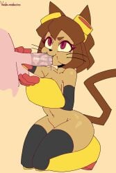 1girls anthro ass big_breasts breasts female female_focus gameoverse huge_ass huge_breasts kit_(gameoverse) large_ass large_breasts thick_thighs thighs wide_hips voiderino 1boy male penis oral oral_sex blowjob