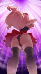 1girls ass big_ass breasts brown_hair dat_ass female hat human long_hair nintendo panties pokemon pokemon_xy serena_(pokemon) serena_(pokemon_games) solo standing sumisumii thick_thighs thighhighs thighs upskirt