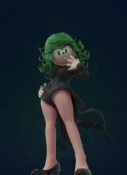 1girls 3d 3d_(artwork) amy_rose anthro black_clothing black_dress black_footwear black_nose black_shoes breasts clothed clothing cosplay crossover crossover_cosplay digital_media_(artwork) dress eulipotyphlan eyelashes female female_only footwear front_view fur genitals green_eyes green_hair hair hand_on_hip hedgehog hi_res hitmarker looking_at_viewer mammal navel_outline nipple_outline no_underwear one-punch_man one_(manga) pink_body pink_fur pussy_peek sega shoes solo sonic_(series) sonic_the_hedgehog_(series) tan_body tan_fur tatsumaki tatsumaki_(cosplay) thick_thighs vulva wide_hips