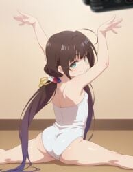 ai_generated bare_legs beautiful_girl blue_eyes brown_hair flat_chest focus_on_ass gymnastics heavenly_ass heavenly_body hinatsuru_ai long_hair open_legs perfect_body petite_female posing pretty_girl sexy_pose slim_female slim_waist slutty_body slutty_female small_breasts temptation tempting_viewer