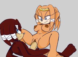 accessory anthro areola bedboi088 blue_eyes blush blush_lines breasts brown_areola brown_nipples butt butt_from_the_front clitoral_hood clitoris countershade_face countershade_genitalia countershade_penis countershading duo echidna fan_character female genitals hair hands_behind_head headband hi_res looking_away male mammal monotreme navel nipples orange_body paws penetration penile penile_penetration penis penis_in_vagina sega sex sonic_adventure sonic_the_hedgehog_(series) spread_legs spreading tikal_the_echidna vaginal vaginal_penetration wrapped_hair