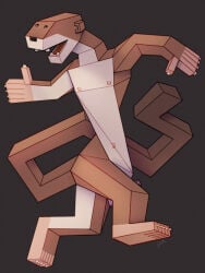 abstract_art absurd absurd_res anthro caricature cubism dancing erection feet genitals hi_res long_body low_poly male mammal mustelid musteline penis pink_feet pink_palms polygonal_body ravuer simple_background solo true_musteline weasel
