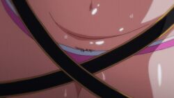 1girl 1girls 2023 20s animated animated_gif anime_screenshot belly bikini convention cosplay covering_privates eyepatch_bikini female mature_female minamoto_no_raikou_(fate)_(cosplay) minamoto_no_raikou_(swimsuit_lancer)_(fate)_(cosplay) navel pink_bikini pubic_hair public_indecency shiny_skin solo standing sweat swimsuit tagme thick_thighs thighs tsuma_ni_damatte_sokubai-kai_ni_iku_ja_nakatta yumiko_kimura