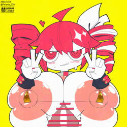 1boy 1girls accurate_art_style areola_slip areolae bar_censor big_nipples bikini blowjob blush breasts censor_bar censored censored_penis dark-skinned_male dark_skin double_v drill_hair fat_nipples fellatio female fumble!_(synthesizer_v) gigantic_breasts gold_bikini golden_week hair_ribbon heart hetero huge_areolae huge_breasts huge_nipples ineffective_clothing kasane_teto kasane_teto_(sv) large_areolae male male/female male_pov massive_areolae micro_bikini mv_character nipples paizuri penis polaris_038 pov puffy_areola puffy_nipples red_eyes red_hair red_nails ribbon sharp_teeth simple_background skindentation straight streaked_hair sweat synthesizer_v twin_drills utau v white-skinned_female white_hair white_ribbon white_skin yellow_background