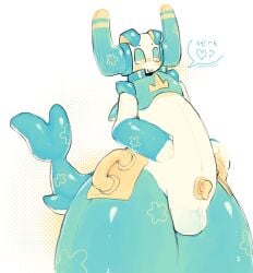 phighting oc biograft_(phighting) pooltoy nulge latex pool_float bulge inphernal latexsword pooltoy_transformation inflatable inflatable_sex_toy inflatable_toy handles_on_hips shiny_body blush blushing looking_at_viewer tail asking_for_it tagme