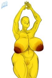 anthro big_ass big_breasts big_butt big_nipples breasts brown_nipples female jiim_01 meme uwu yellow_body yellow_vagina