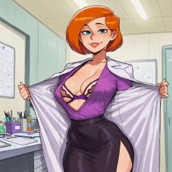 kim_possible ann_possible ai_generated flashing bra breasts skirt looking_at_viewer