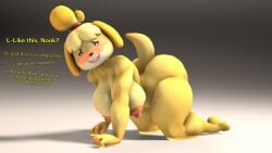 smile canine canine_humanoid all_fours big_breasts breasts nipples areolae 1girls female_only solo solo_female female completely_nude completely_nude_female nude naked_female nude_female naked furry anthro daemont92 isabelle_(animal_crossing) animal_crossing 3d 3d_(artwork) hands_on_hips ass big_ass barefoot full_body