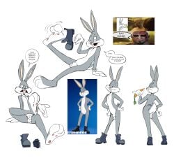 3_toes 4_fingers animal_genitalia anthro backsack balls big_feet bugs_bunny carrot clothing deity dialogue discarded_shoes english_text epic_games feet fingers food footwear fortnite fully_sheathed fur genitals gloves god_of_war grey_body grey_fur hands_on_hips handwear hi_res holding_carrot holding_food holding_object holding_vegetable humanoid humor kratos lagomorph leporid looney_tunes male mammal meme paws penis photo_reference plant rabbit rabbit_ears rear_view removing_shoes sheath shoes sneakers solo sony_corporation sony_interactive_entertainment speech_bubble tail text thewilldpink toes vegetable warner_brothers white_clothing white_gloves white_handwear