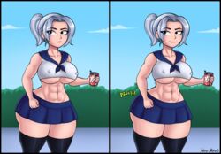 big_ass big_breasts big_butt black_cat_(marvel) fart fart_fetish farting farts felicia_hardy marvel neo_jared no_bra school_uniform silver_hair soda thick_thighs