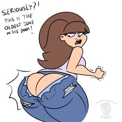 1girls 2018 ass_cleavage big_ass big_butt brown_hair brunette bursting_ass butt_crack denim denim_clothing denim_jeans disney disney_channel english_text female female_only frostbiteboi gravity_falls inconvenient_ass jeans n-kosi_(coloring) pacifica_northwest ripped_pants solo straight_hair tearing_open_bottoms text thicc-verse thick_thighs torn_open_bottoms wardrobe_malfunction