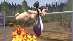 3d callie_(splatoon) campfire cannibalism cooking gynophagia literal_spitroast pj87 roast roasting_spit splatoon vaginal_all_the_way_through