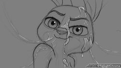 16:9 bodily_fluids cum cum_on_face digital_media_(artwork) disney female fur genital_fluids grey_body hi_res judy_hopps lagomorph leporid looking_at_viewer mammal rabbit rough_sketch simple_background smile solo twilightchroma widescreen zootopia