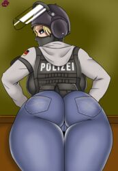 1girls ass big_ass blonde_hair blue_eyes breasts cameltoe curvy ed_product female iq_(rainbow_six) jeans looking_back pants rainbow_hair rainbow_six rainbow_six_siege skin_tight thick_thighs tight_jeans tight_pants tom_clancy