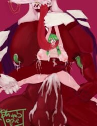 ahe_gao bulge caroline_(stardew_valley) covered_in_cum cum cum_in_mouth cum_in_pussy cum_on_body cum_on_breasts cum_on_face eldritch_horror excessive_cum fucked_silly green_hair himbopie lactation long_tongue monster monster_cock monster_rape splits stardew_valley tongue