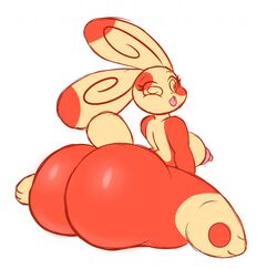 anthro ass breasts bunny female female_focus female_only furry kirbot12 looking_at_viewer micki_(kirbot12) nintendo nipples pokémon_(species) pokemon rabbit sitting_down spinda spiral_eyes thick_thighs thighs tongue tongue_out