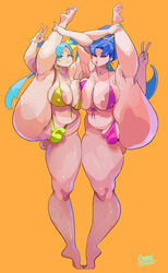 2futas big_breasts bikini breast_press breasts bulge character_request cleavage crystalcheese dickgirl erection_under_clothes futa_mama_(crystalcheese) futa_only futa_sans_pussy futanari huge_ass large_breasts leg_lift leg_up looking_at_viewer penis_under_clothes splits spread_legs thick_thighs vertical_splits wide_hips