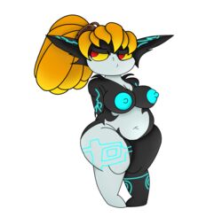 blonde_hair breasts chubby fat fuzefurry hips large_hips midna nintendo nipples no_helmet_imp_midna pointy_ears ponytail red_eyes shortstack slightly_chubby the_legend_of_zelda thick_thighs thighs twilight_princess